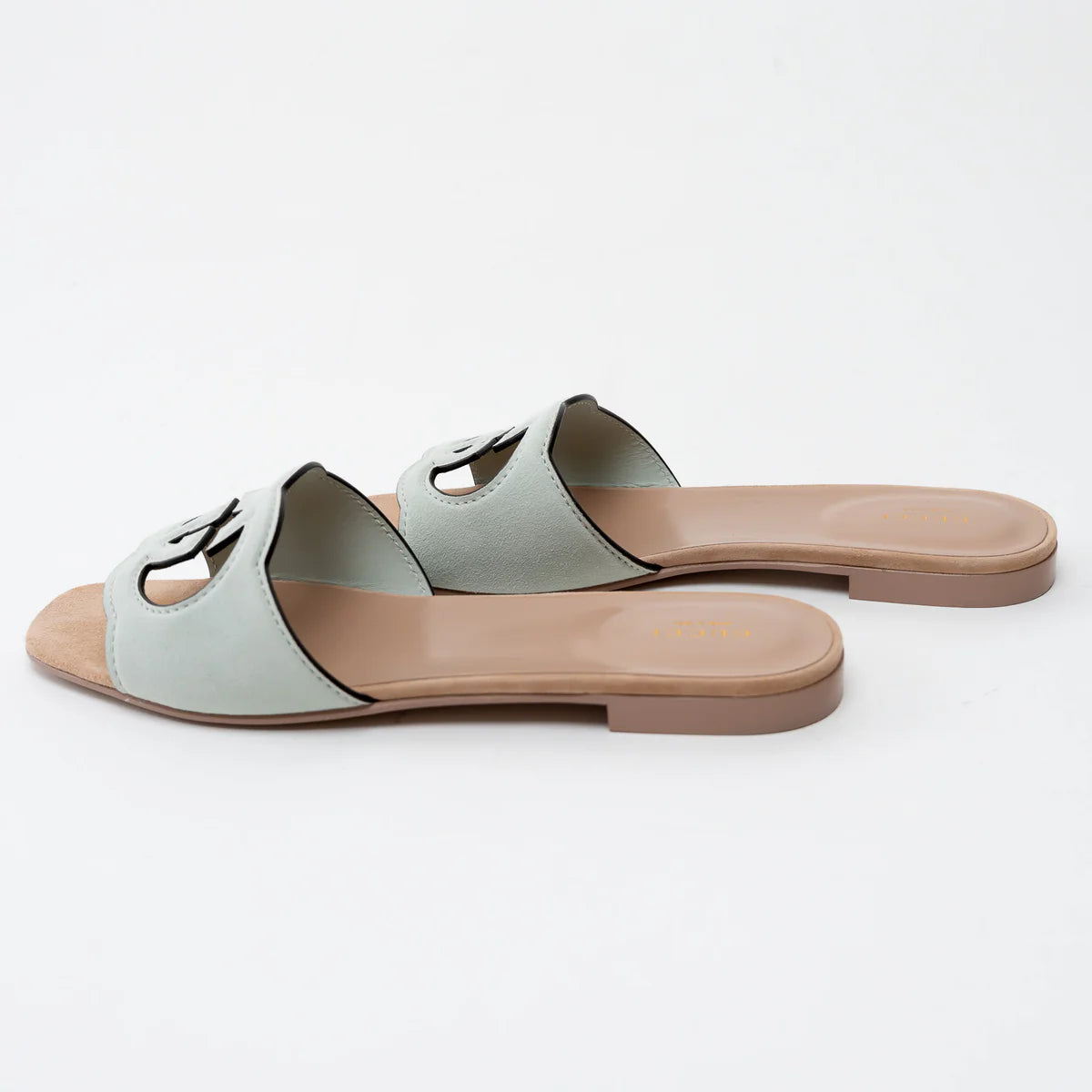Gucci Sage Suede Interlocking G Slide Sandals Size 42 Coeur Cult Core
