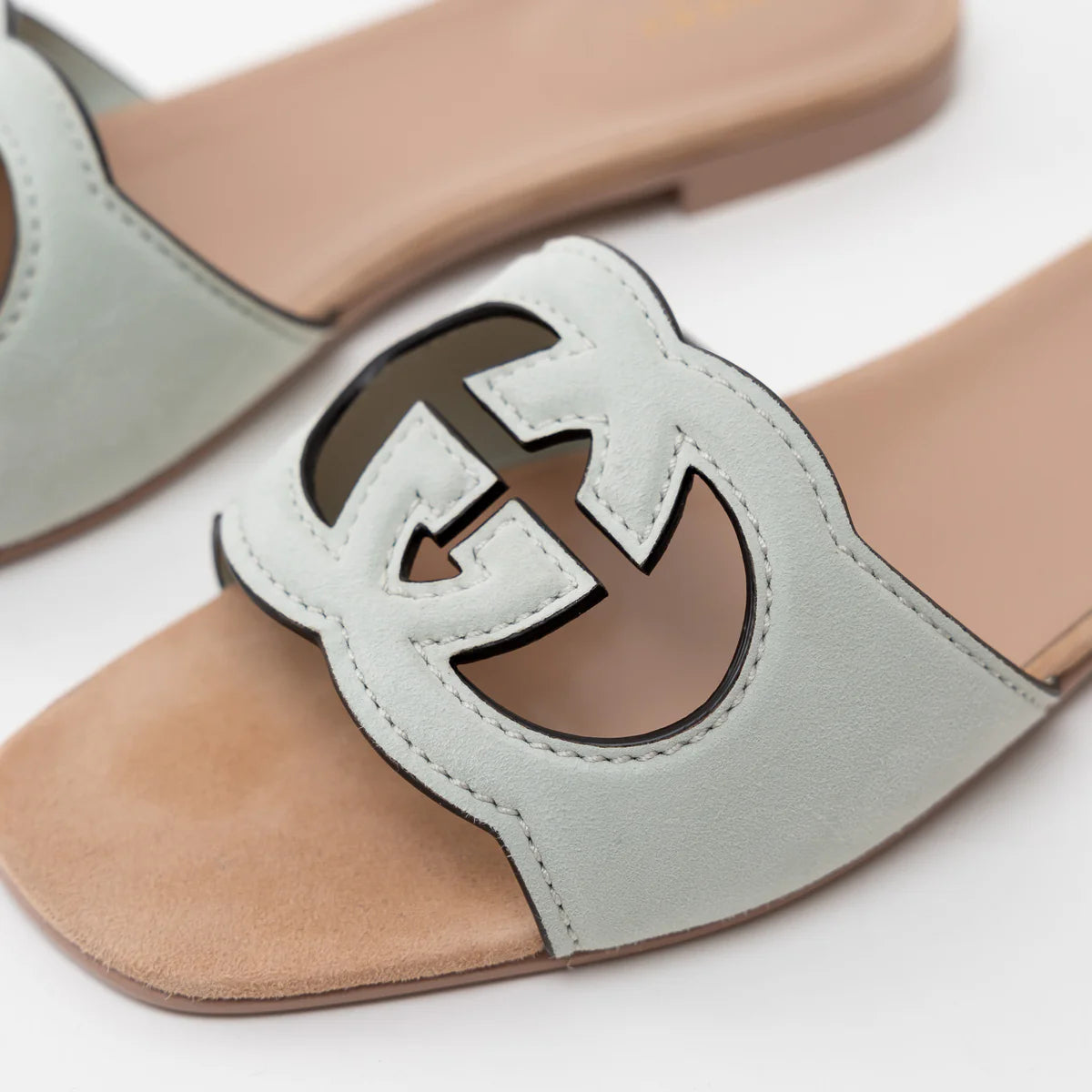 Gucci Sage Suede Interlocking G Slide Sandals Size 42 Coeur Cult Core