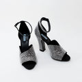 Prada Black Satin Crystal Embellished Sandals Size 41 Coeur Cult Core
