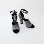 Prada Black Satin Crystal Embellished Sandals Size 41 Coeur Cult Core
