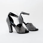 Prada Black Satin Crystal Embellished Sandals Size 41 Coeur Cult Core