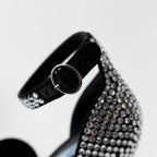 Prada Black Satin Crystal Embellished Sandals Size 41 Coeur Cult Core
