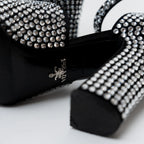 Prada Black Satin Crystal Embellished Sandals Size 41 Coeur Cult Core