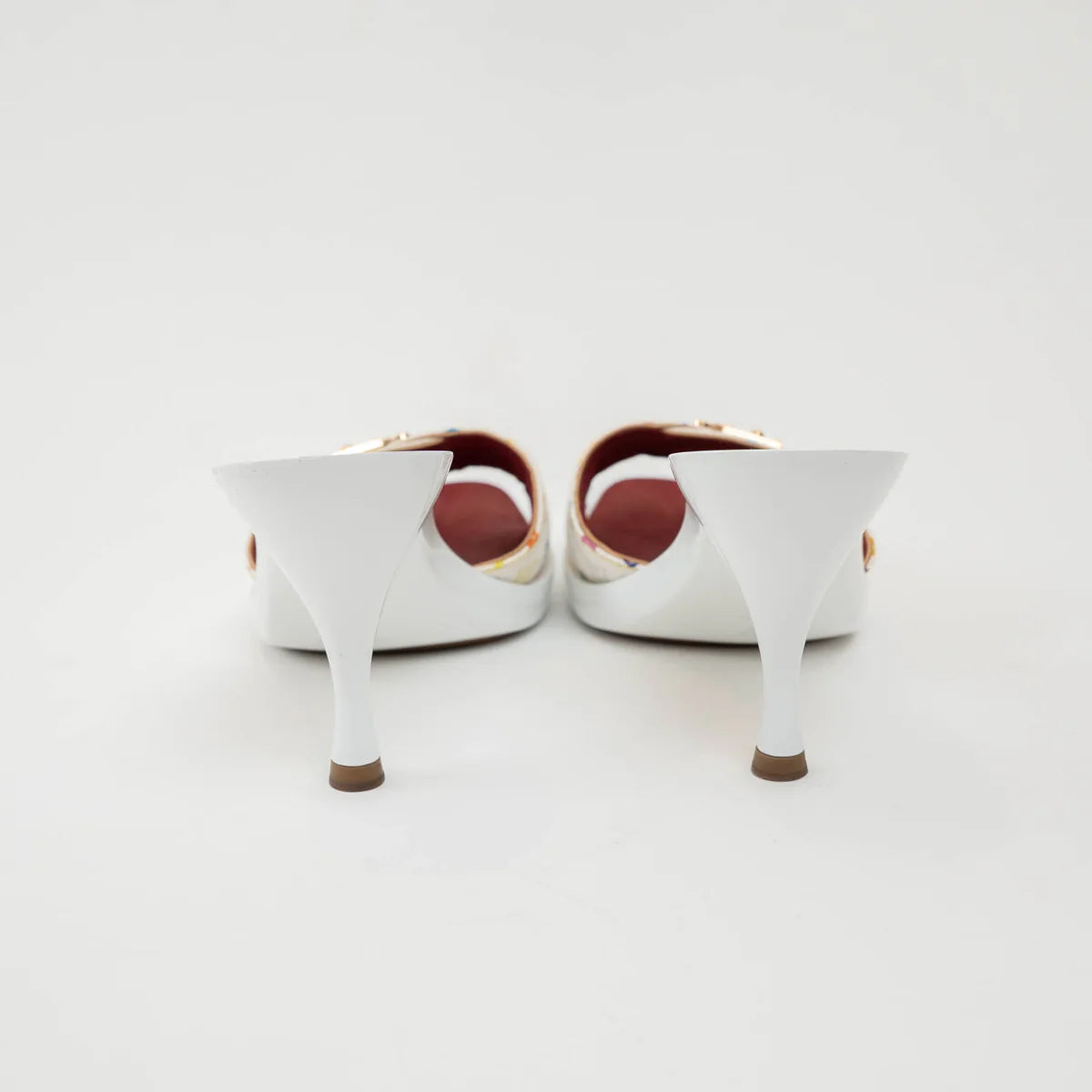 Louis Vuitton White Multicolour Monogram Coated Canvas Sandals Size 36.5 Coeur Cult Core