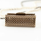 Gold Tone Faux Pearl Flap Bag Necklace