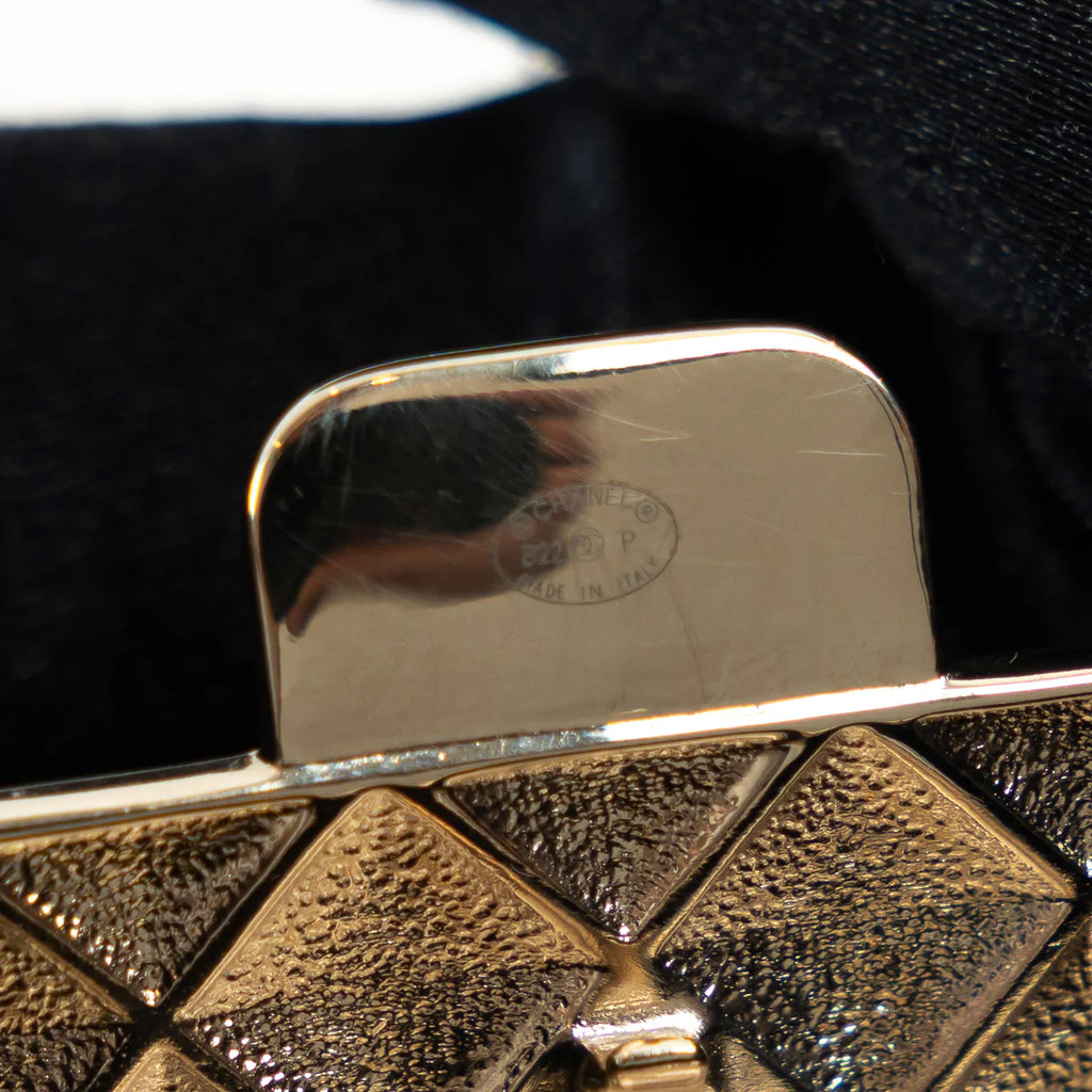 Gold Tone Faux Pearl Flap Bag Necklace
