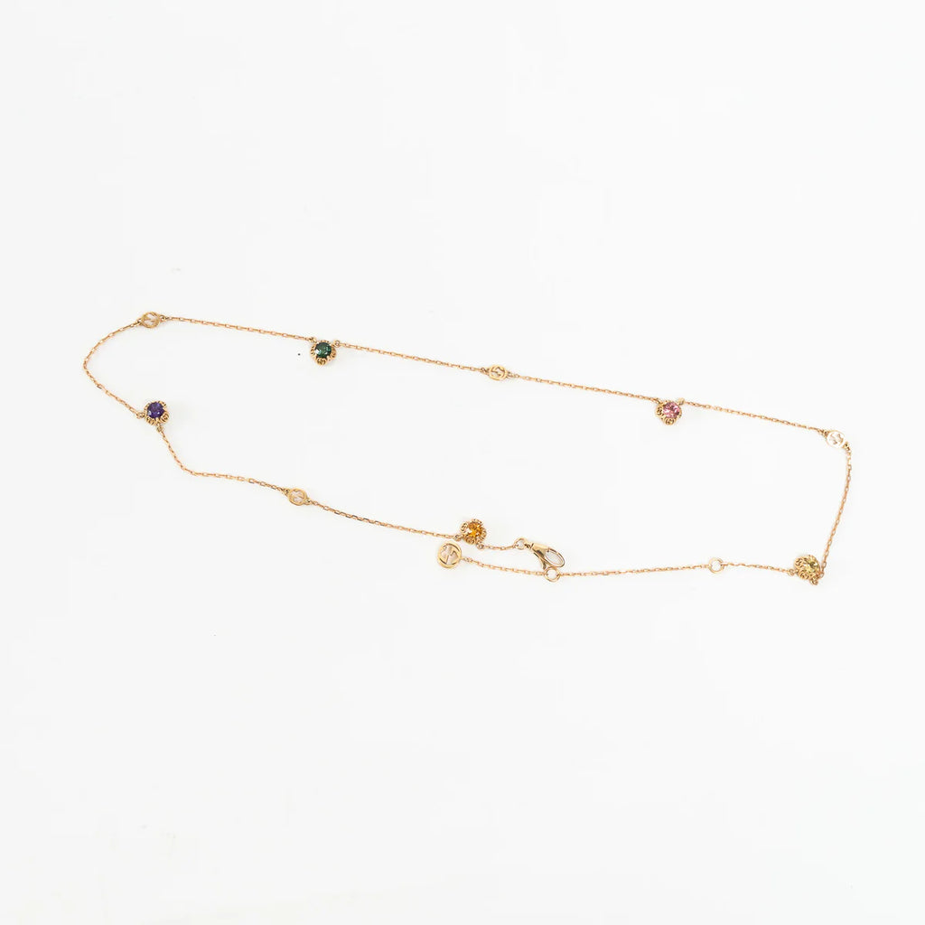 18k Yellow Gold Interlocking G Necklace with Gemstones
