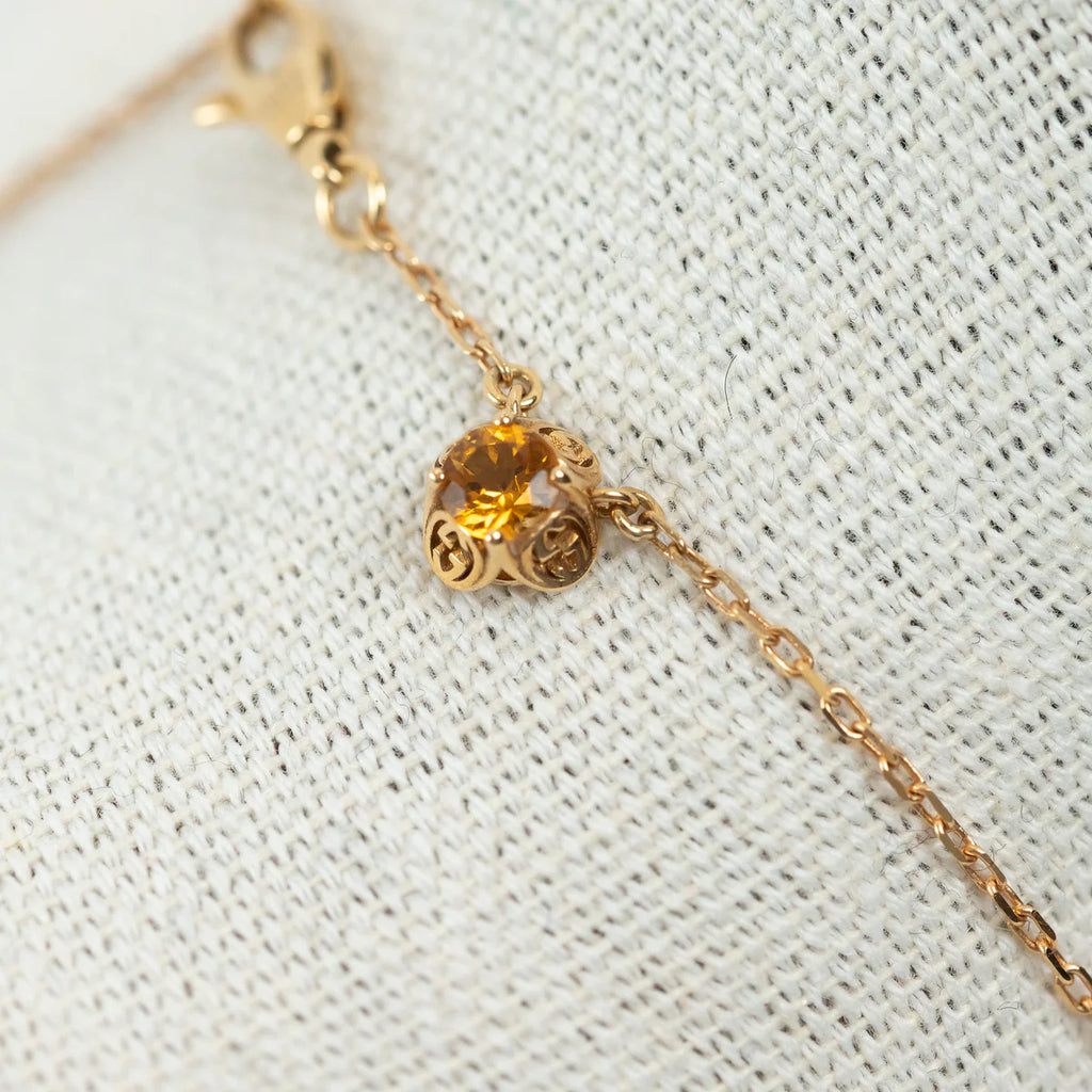 18k Yellow Gold Interlocking G Necklace with Gemstones