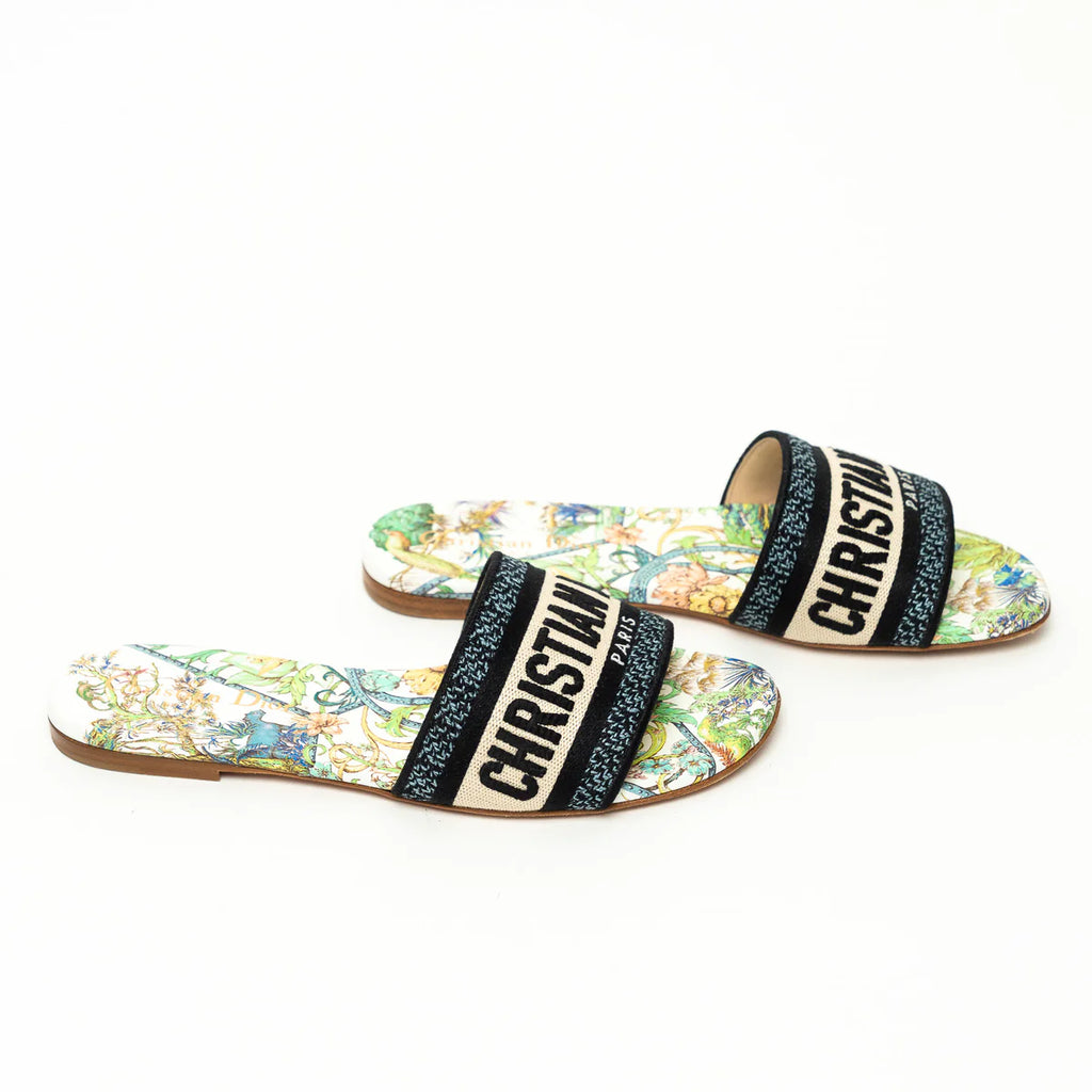 White and Green Multicolor Floral Dway Sandals Size 36 Coeur Cult Core