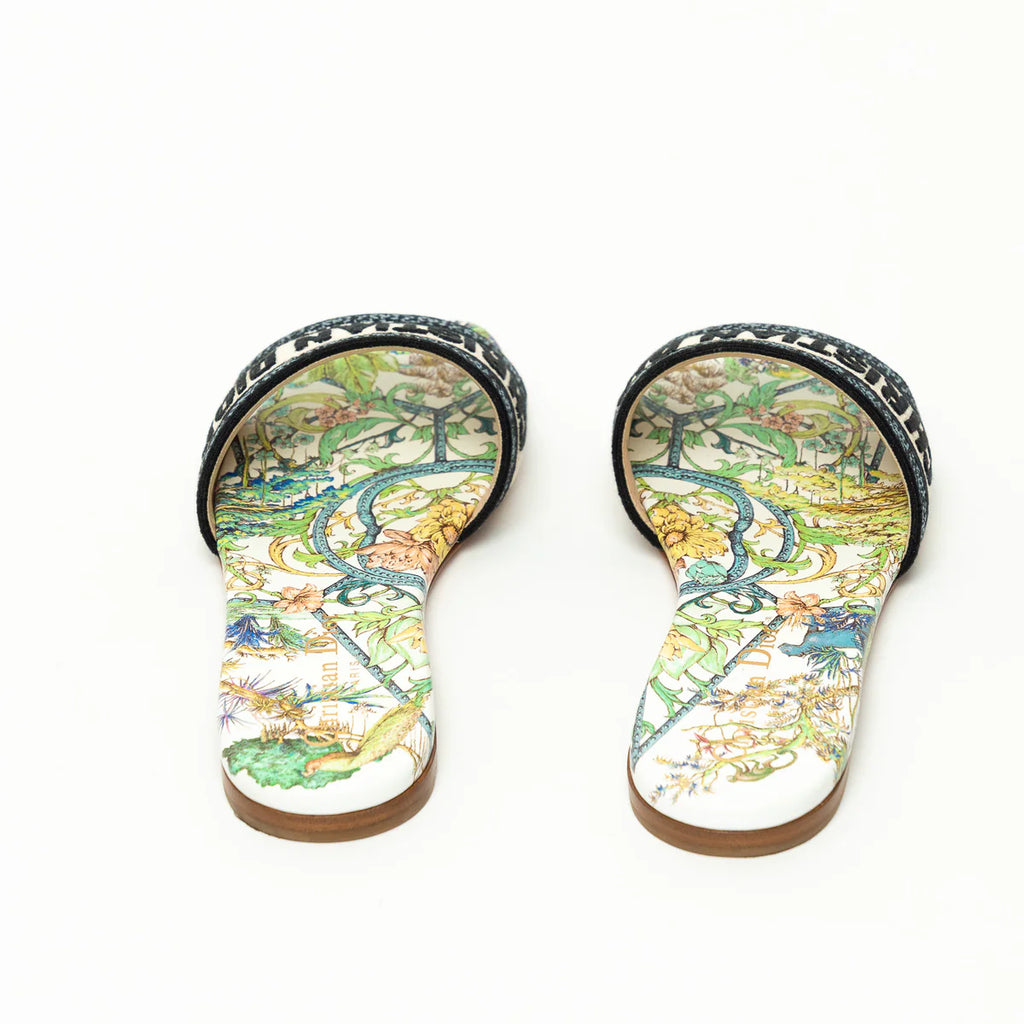 White and Green Multicolor Floral Dway Sandals Size 36 Coeur Cult Core