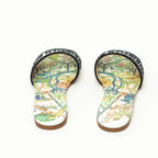White and Green Multicolor Floral Dway Sandals Size 36 Coeur Cult Core