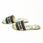White and Green Multicolor Floral Dway Sandals Size 36 Coeur Cult Core