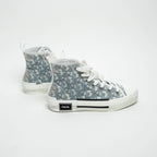 White and Blue Oblique Canvas B23 League High-Top Sneaker Size 38