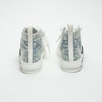White and Blue Oblique Canvas B23 League High-Top Sneaker Size 38