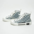 White and Blue Oblique Canvas B23 League High-Top Sneaker Size 38