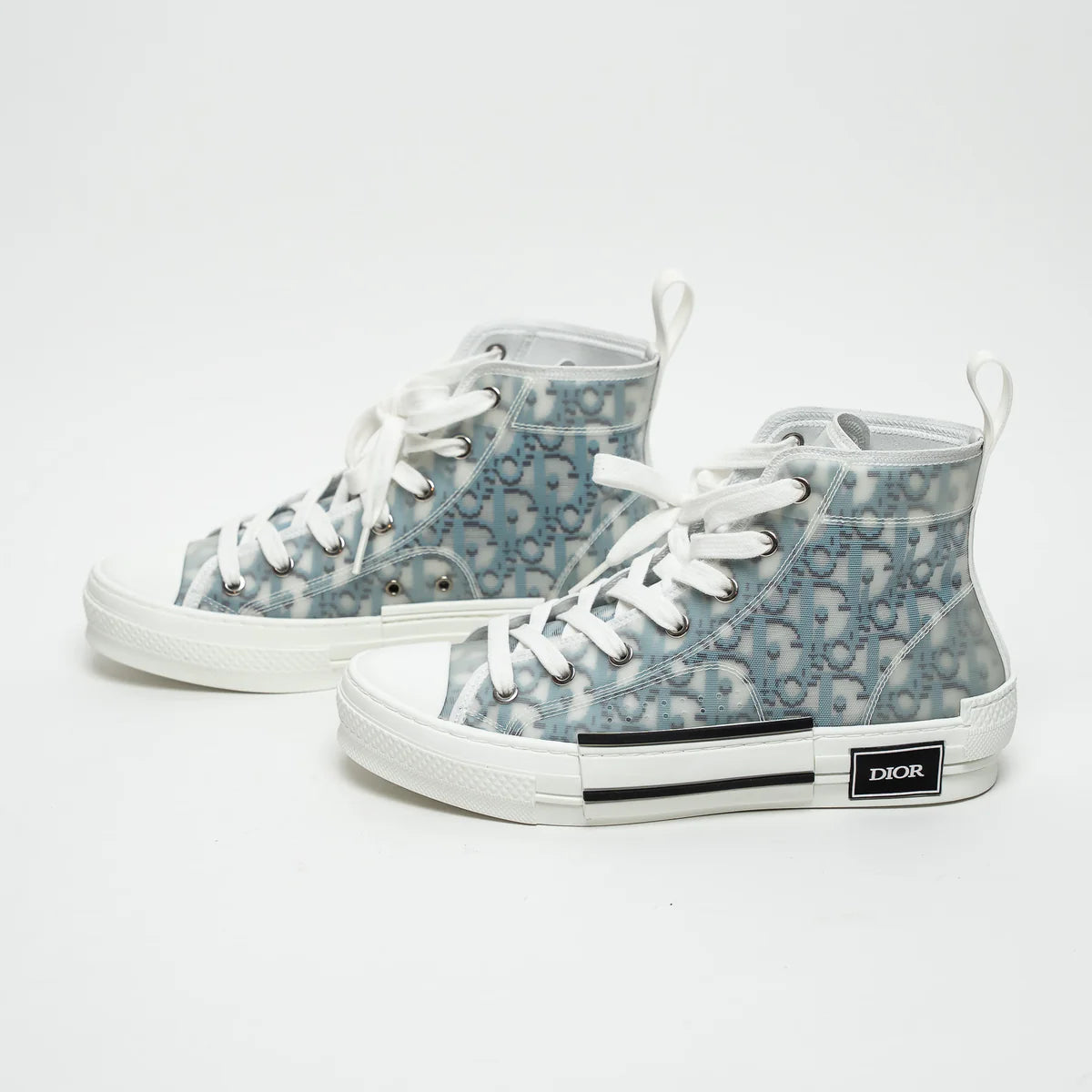 White and Blue Oblique Canvas B23 League High-Top Sneaker Size 38