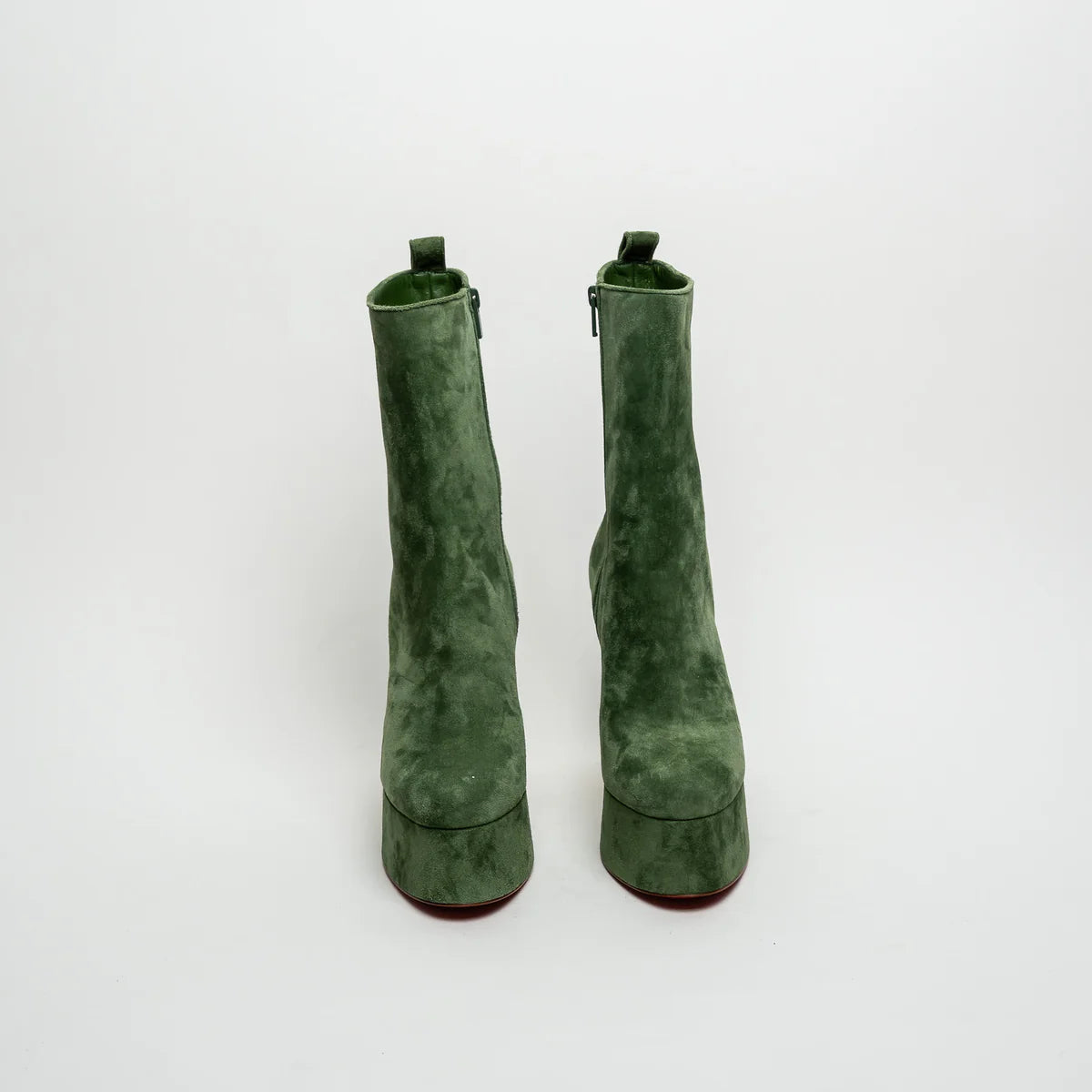 Green Suede Platform Boots Size 40