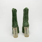 Green Suede Platform Boots Size 40