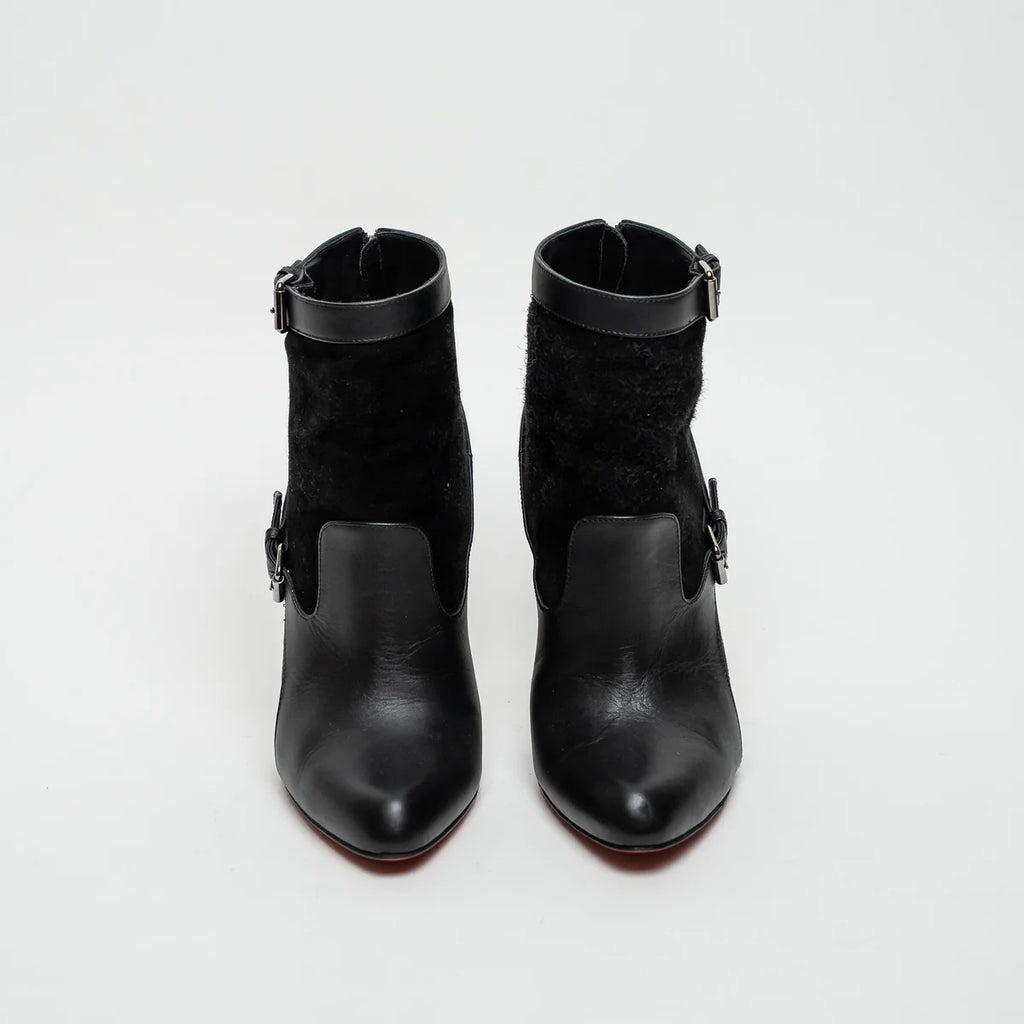 Black Suede and Leather Ankle Boot Size 39