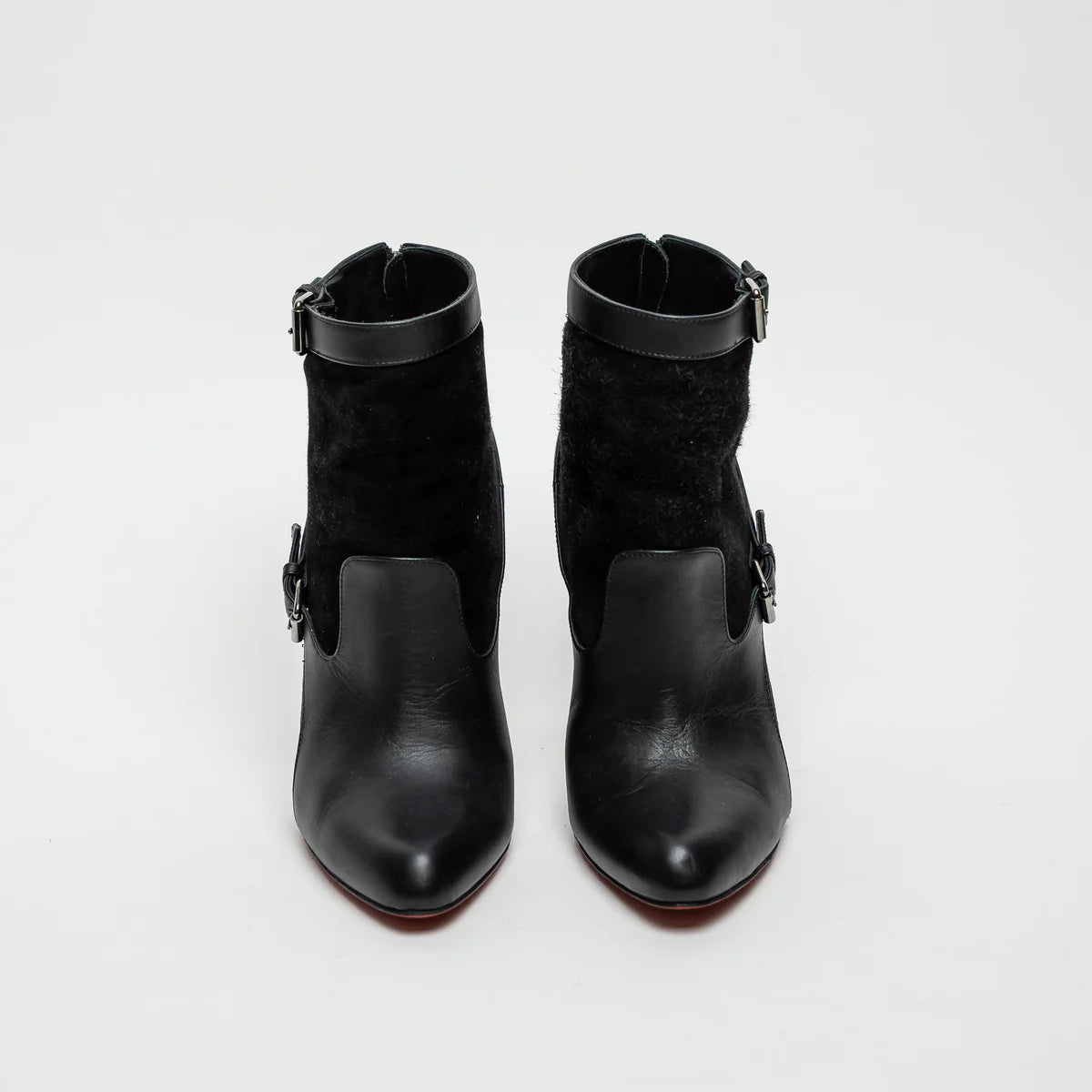 Black Suede and Leather Ankle Boot Size 39