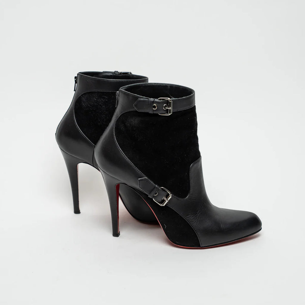 Black Suede and Leather Ankle Boot Size 39