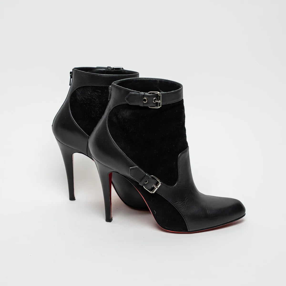 Black Suede and Leather Ankle Boot Size 39