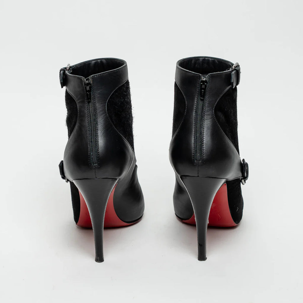Black Suede and Leather Ankle Boot Size 39