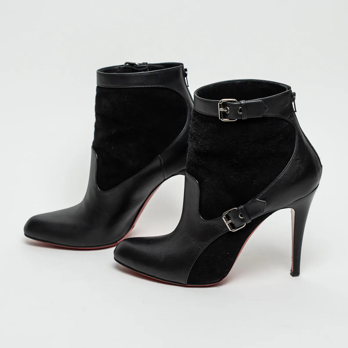 Black Suede and Leather Ankle Boot Size 39
