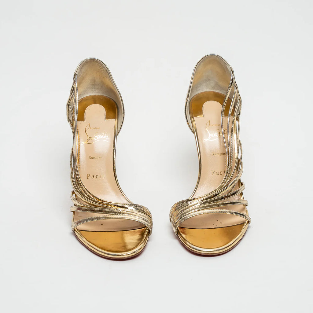 Gold Patent Leather Sandals Size 39