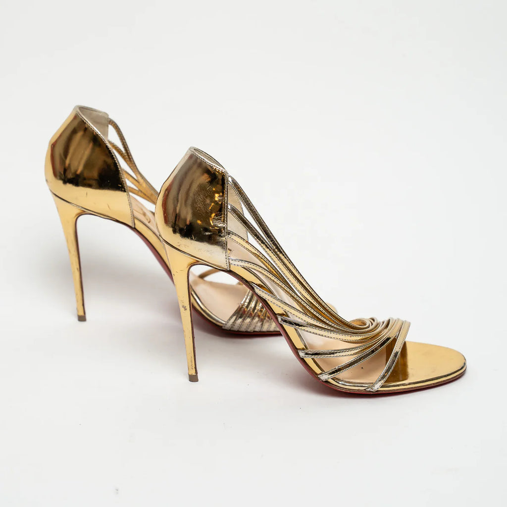 Gold Patent Leather Sandals Size 39