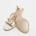 Ivory Leather Rockstud Sandals Size 38.5