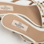 Ivory Leather Rockstud Sandals Size 38.5