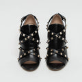 Black Leather Rockstud Sandals Size 39.5