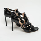 Black Leather Rockstud Sandals Size 39.5