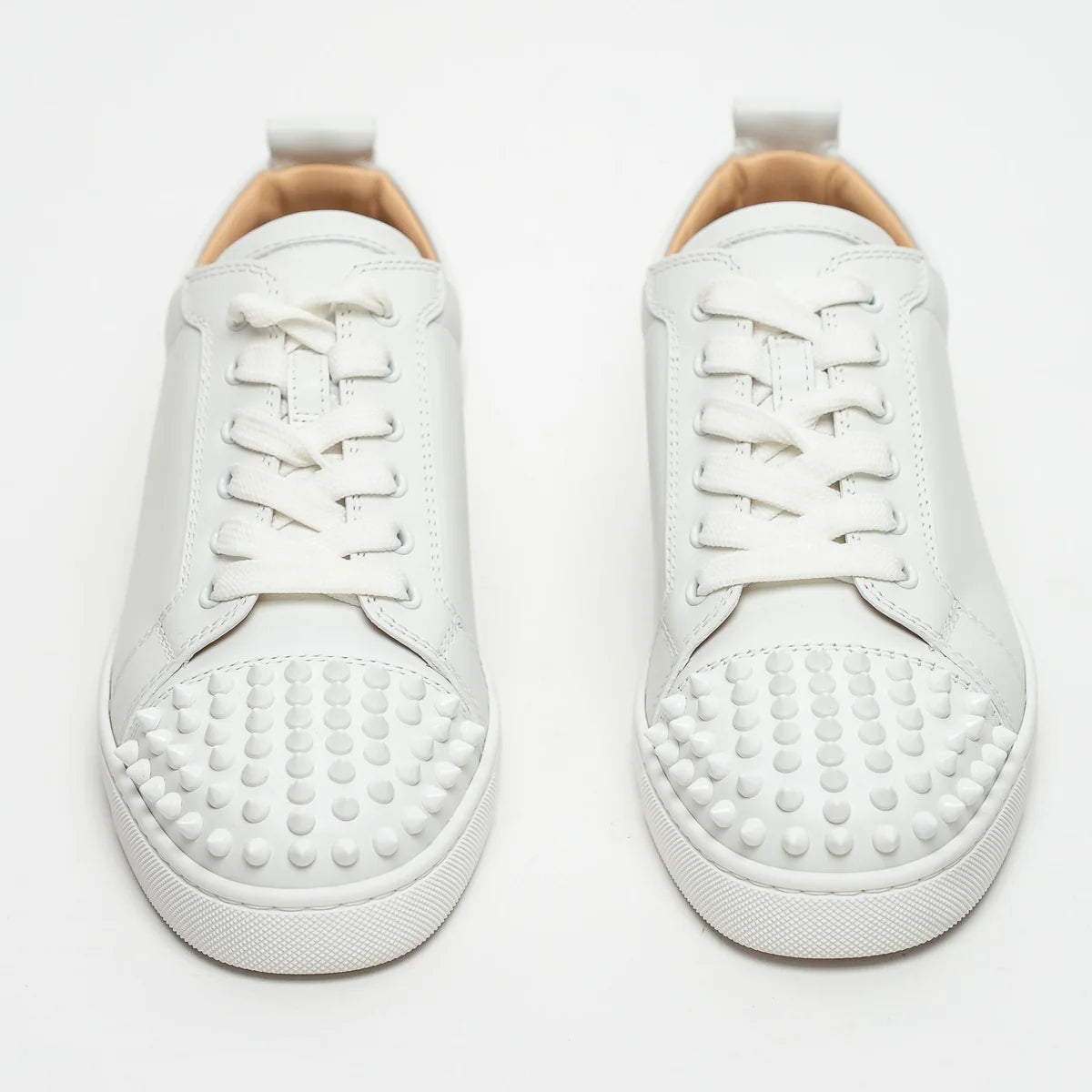 White Calf Leather Louis Junior Spikes Sneakers Size 39