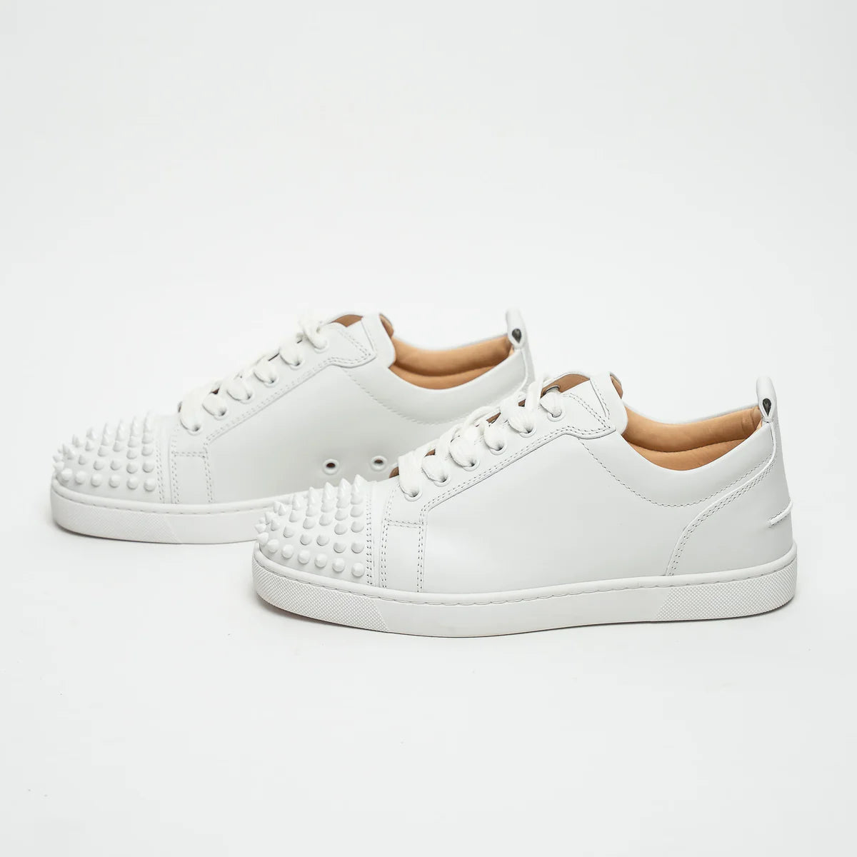White Calf Leather Louis Junior Spikes Sneakers Size 39