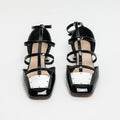 Black Patent Leather Block Heel Sandals Size 38.5
