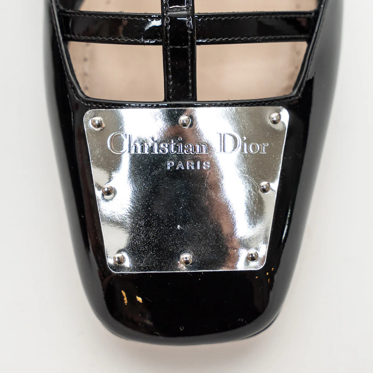 Black Patent Leather Block Heel Sandals Size 38.5
