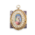Antique 14k Yellow Gold Pearl Lady Portrait Watch Brooch/Pendant