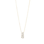Antique 14k Yellow Gold Three Stone Diamond Drop Pendant Necklace