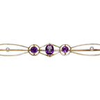 Antique Amethyst &amp; Seed Pearl Bar Brooch