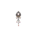 Antique Art Deco Diamond, Pearl &amp; Garnet Drop Brooch