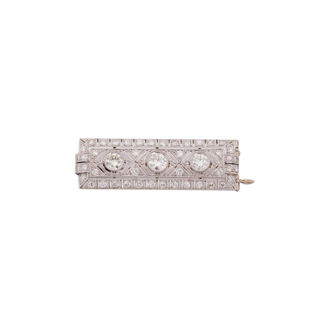 Antique Art Deco Platinum Diamond Brooch/Pendant
