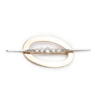 Antique Platinum &amp; 14k Yellow Gold Diamond Oval Brooch