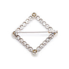 Antique Platinum Diamond &amp; Pearl Pin Brooch w/ Box