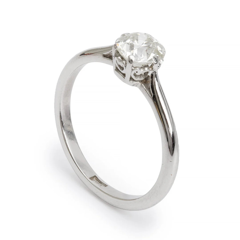 Antique Platinum Solitaire 1.05 ct. Diamond Engagement Ring, Size 8.25