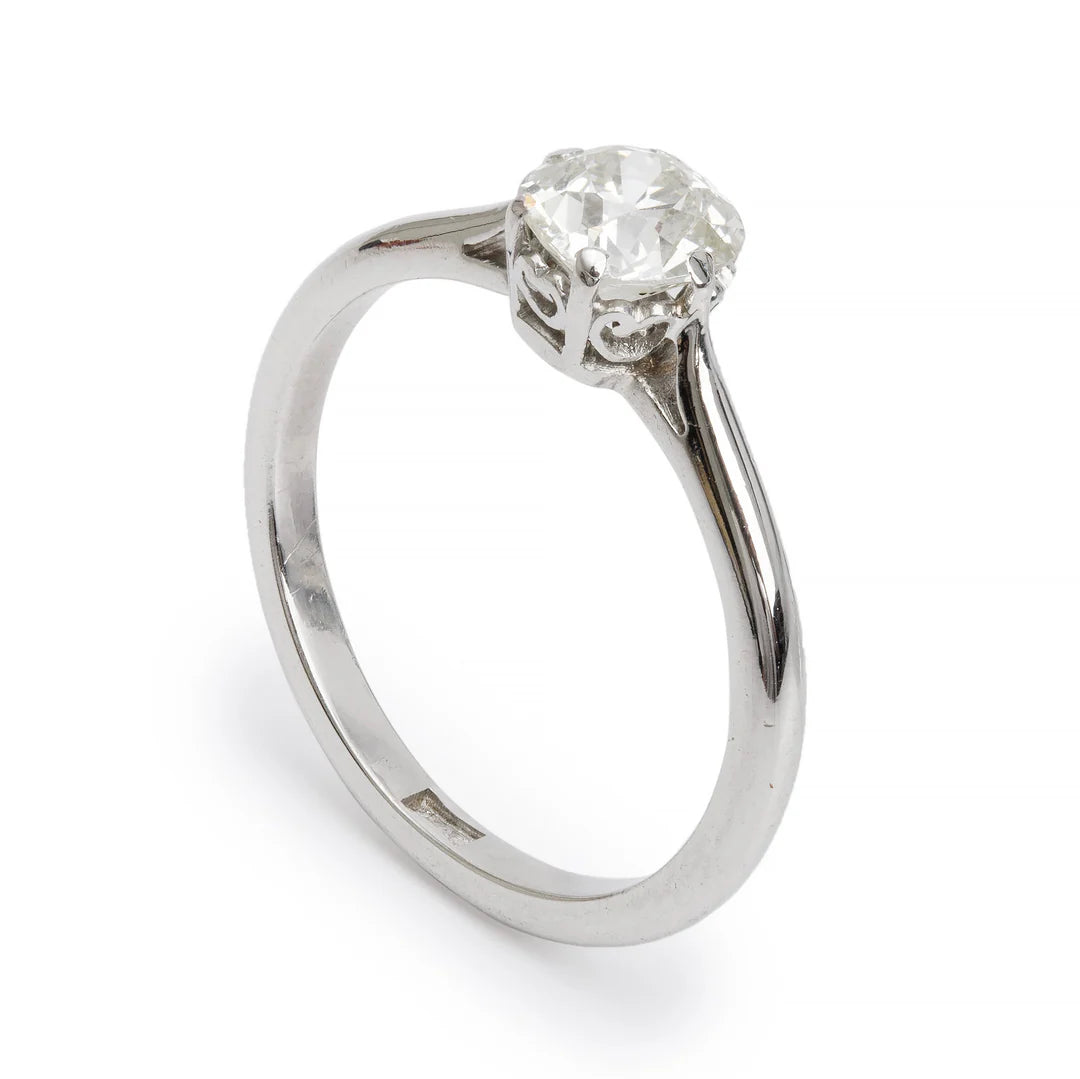 Antique Platinum Solitaire 1.05 ct. Diamond Engagement Ring, Size 8.25