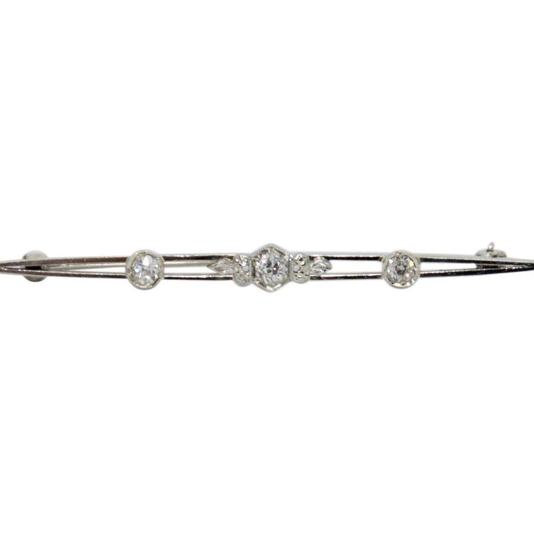 Antique Three Diamond Bar Brooch