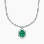 Olivetta Lab Emerald and Lab Diamond Necklace (9 1/2 ct. tw.) in Platinum