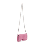 Pink Rhinestone Hourglass Wallet on Chain w/ Box